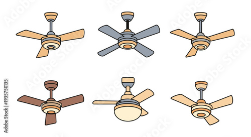 Ceiling Fan Line art modern smooth tone vector