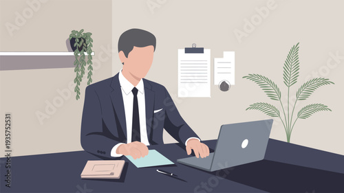 businessman working on laptop