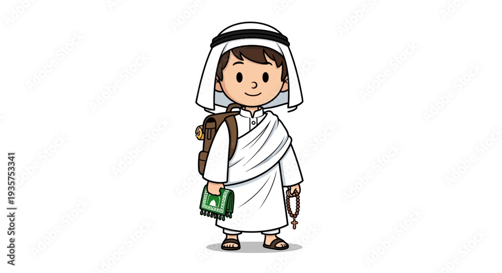 Naklejka premium A young boy dressed in traditional Middle Eastern clothing smiling