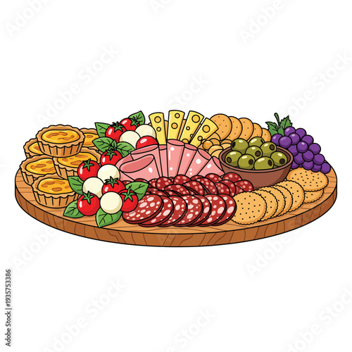 Assorted Cheese Meat Fruit Platter Display.