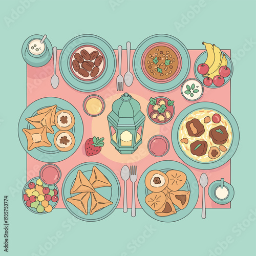 Assorted Breakfast Foods on Plates and Bowls.