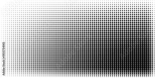 Set of halftone dots gradient pattern texture isolated on white background. Straight dotted spots using halftone circle dot raster texture. Vector blot half tone collection.