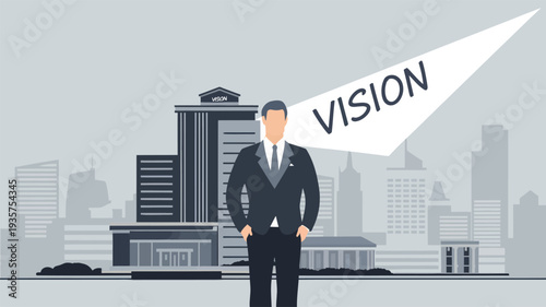 business man and city