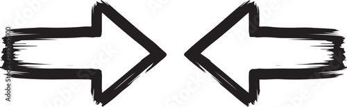 Two black arrows pointing in opposite directions on a white background