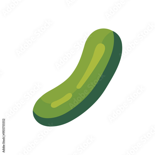 A single cucumber viewed from the side, showcasing its green skin and elongated shape in a simple illustration