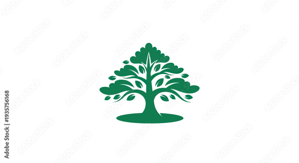 Fototapeta premium Green tree logo on white background
