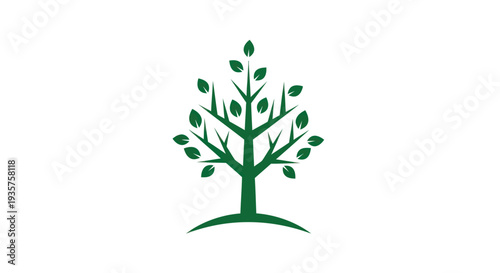 Green tree silhouette on white background
