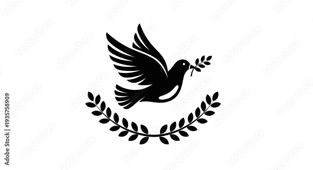 Obraz premium Green tree silhouette on white background