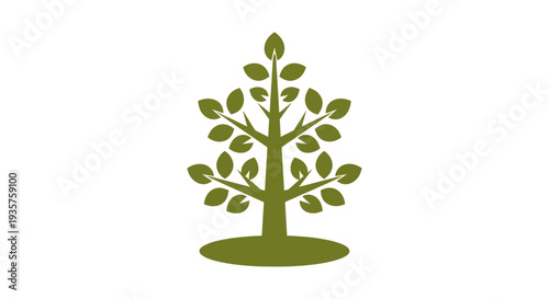 Green tree silhouette on white background