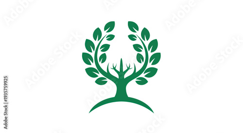 Green tree with leaves on white