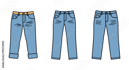 Jeans Line art vector set abstract clean tone illustration