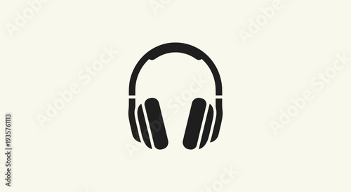Headphones icon on beige background