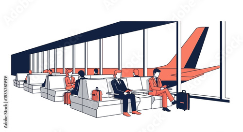 People Wearing Masks at Airport Terminal.