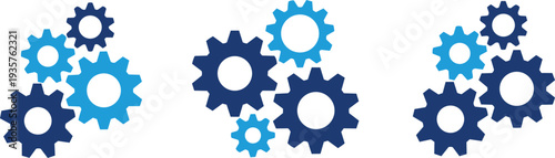 Gear icon vector set, black cogwheel vector collection, mechanical gear shapes, engineering symbols, industrial machinery, sprocket designs, abstract gearwheel graphics