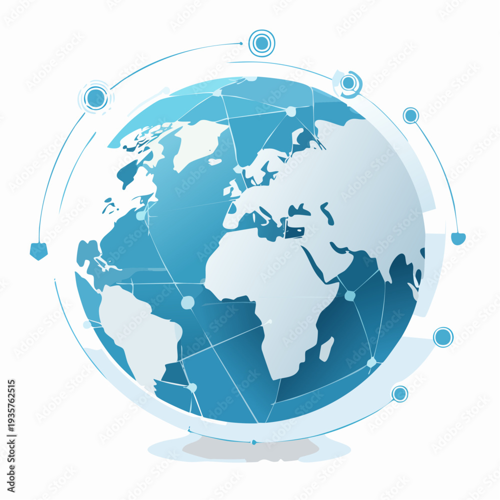 Naklejka premium Global network connecting world with digital lines and glowing points on globe