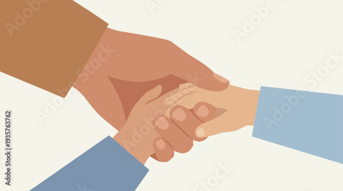Handshake between two individuals in a gesture of agreement or partnership.