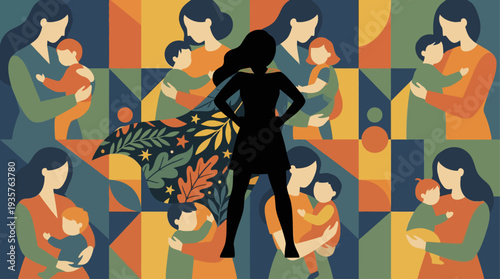 Motherhood and Parenting in a Vibrant Collage.