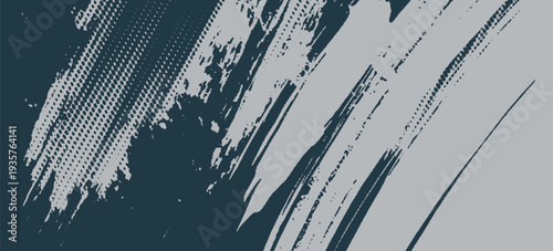 An abstract illustration featuring rough brushstrokes in gray and dark blue that form a dynamic diagonal pattern.