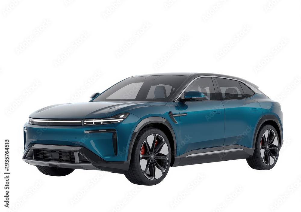 Obraz premium Blue electric SUV with black accents and silver blue car