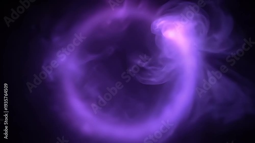 Abstract Purple Energy Ring on Black Background.