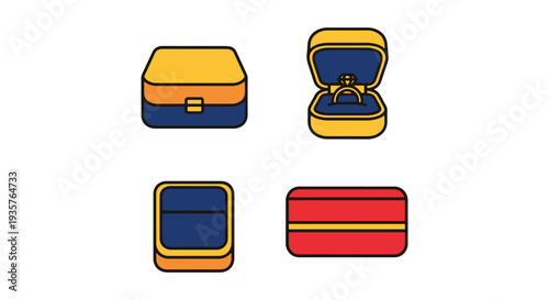 Jewelry Box Line art vector flat abstract color