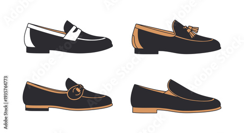 Loafers Line art vector set clean abstract modern