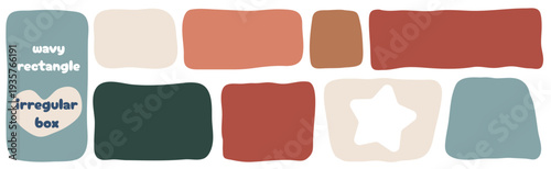 Shape wavy rectangle with organic frame abstract and blob irregular box. Splash wave vector with liquid form fluid and hand water design. Line banner shape with element curvy organic.