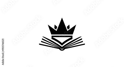 Crown on Open Book Logo Symbolizing Royal Knowledge and Wisdom