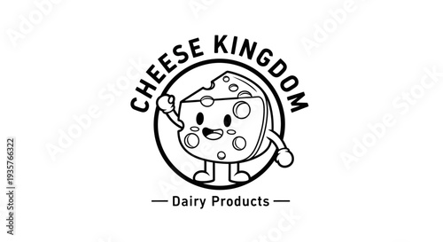 Cute Cartoon Cheese Character Logo for Dairy Products Brand - Vector Illustration