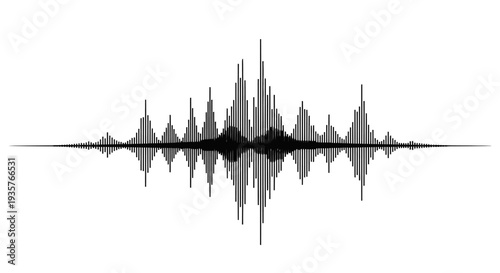 Digital Sound Wave Spectrum Graphic on White Background, Audio Equalizer Visualization