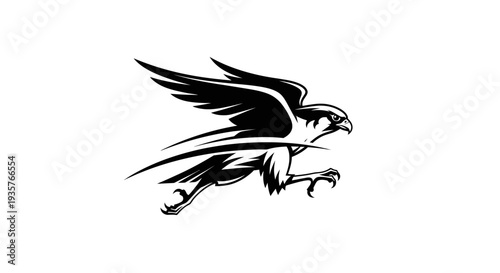 Dynamic Falcon Raptor Logo Design in Black and White