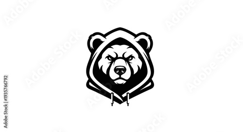 Fierce Bear Head in Hoodie Mascot Logo Design