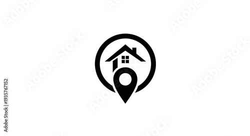 Home Location Pin and House Icon Logo for Real Estate and Property Search