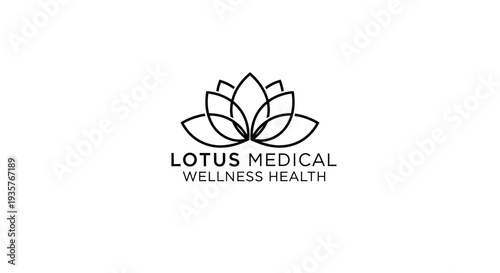 Lotus Medical Wellness Health Logo Design - Elegant Line Art Icon for Healthcare and Spa
