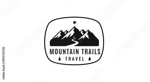 Mountain Trails Travel Logo Design - Vintage Adventure Emblem with Peaks and Path