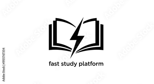 Open Book with Lightning Bolt Icon for Fast Study Platform, Quick Learning and Education