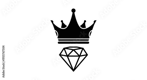 Royal Crown and Precious Diamond Icon Symbolizing Luxury and Success