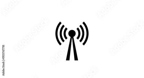 Wireless Signal Tower Icon Broadcasting Waves for Communication and Connectivity