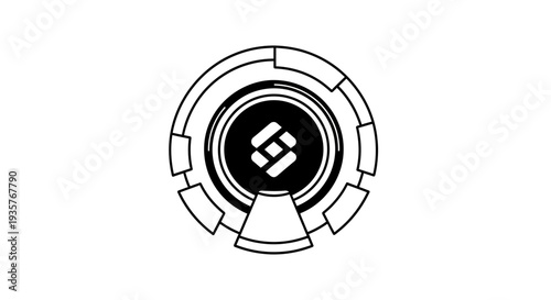 Abstract digital currency symbol in futuristic tech circle logo design