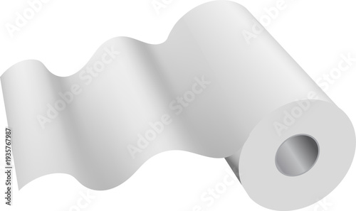 Blank paper sheet roll. Realistic white towel