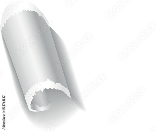 Paper flap rolled from blank note realistic template