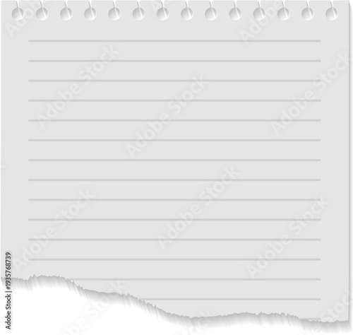 Blank paper page from lined notebook realistic mockup