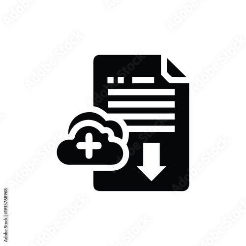 Download file icon vector isolated on white background symbol for documents and cloud storage