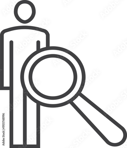 Employee search. Human resources head hunting line icon
