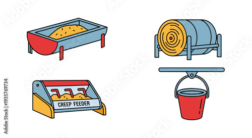 Livestock feeder Line art minimal smooth color illustration