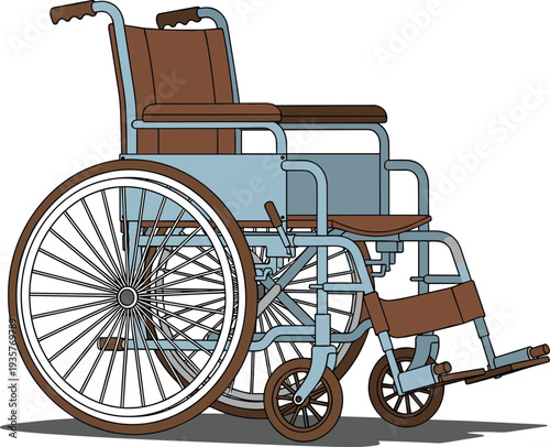 Manual wheelchair mobility aid equipment for disabled people healthcare accessibility support flat vector illustration