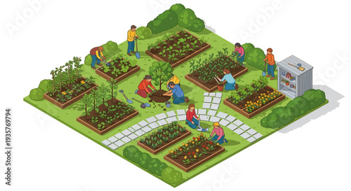 Isometric Smart Farm Agriculture Illustration