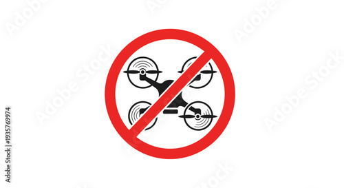 No Drone Zone Sign A graphic symbol indicating restrictions on drone operation in a specific area
