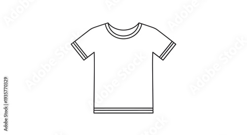 Simple and clean line art icon of a t-shirt on a white background, perfect for fashion or apparel design