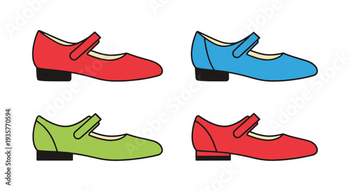 Mary Jane Shoes Line art soft elegant style illustration